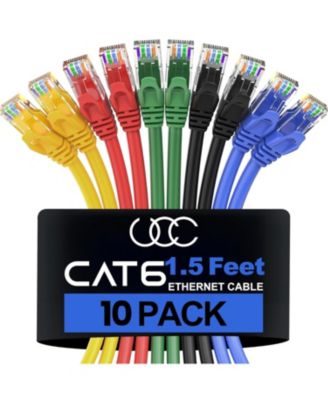Cat 6 Ethernet Cable 10-Pack High Speed LAN Internet Cord
