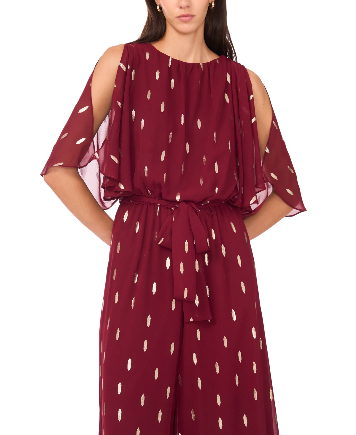 Msk Women's Crew Neck Belted Jumpsuit