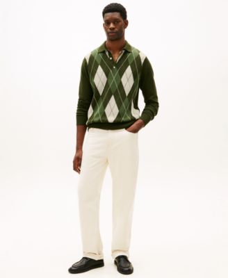 Men's Long-Sleeve Argyle Rugby Sweater