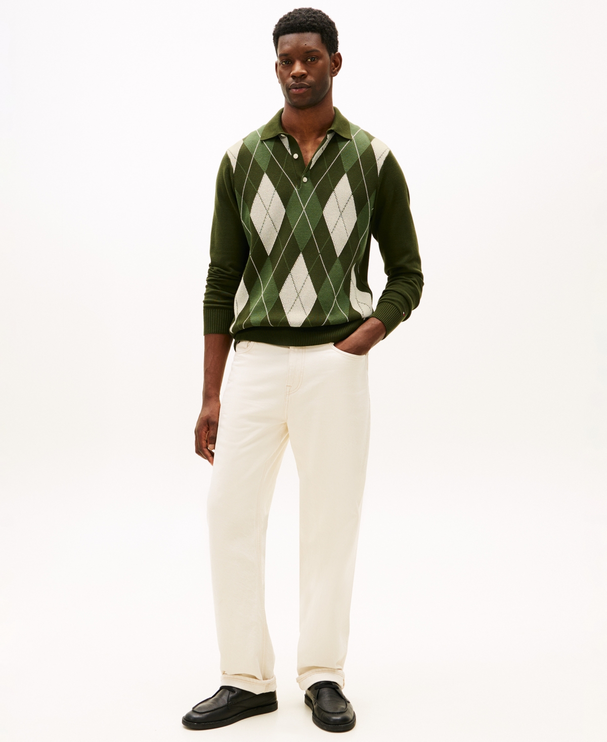 Tommy Hilfiger Men's Long-Sleeve Argyle Rugby Sweater