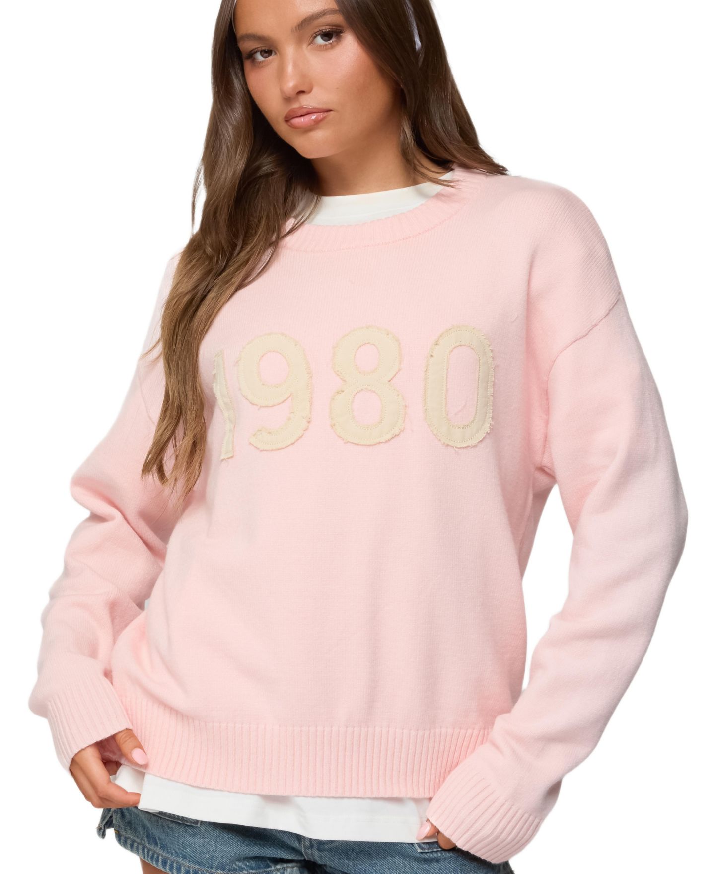 Женский свитер Edikted 1980 Oversized, цвет: Светлый розовый — фото 1