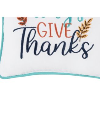 Thanksgiving "In All Give Thanks" Wheat Flowers Accent Small/Petite Accent Pillow, 10" x 10"