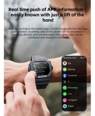 Outdoor sports wristband 1.75-inch full touch screen Bluetooth call flashlight SOS compass -Red