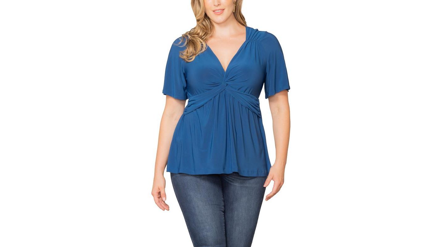 Женский топ Kiyonna Plus Size Abby Twist Front Top, цвет: Синий, вариант 1 — фото 1