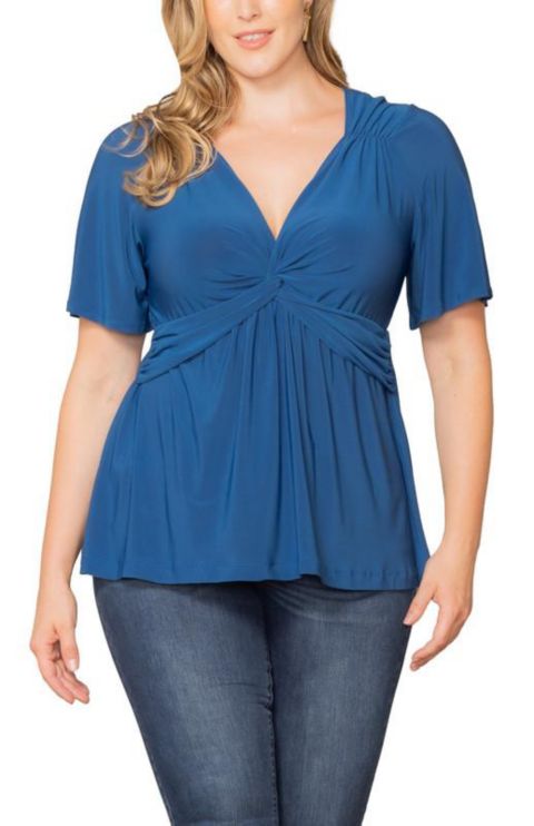 Женский топ Kiyonna Plus Size Abby Twist Front Top, цвет: Синий