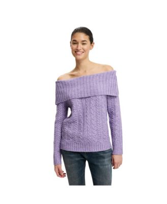 Women's Fluffy Cable Off Shoulder Knit