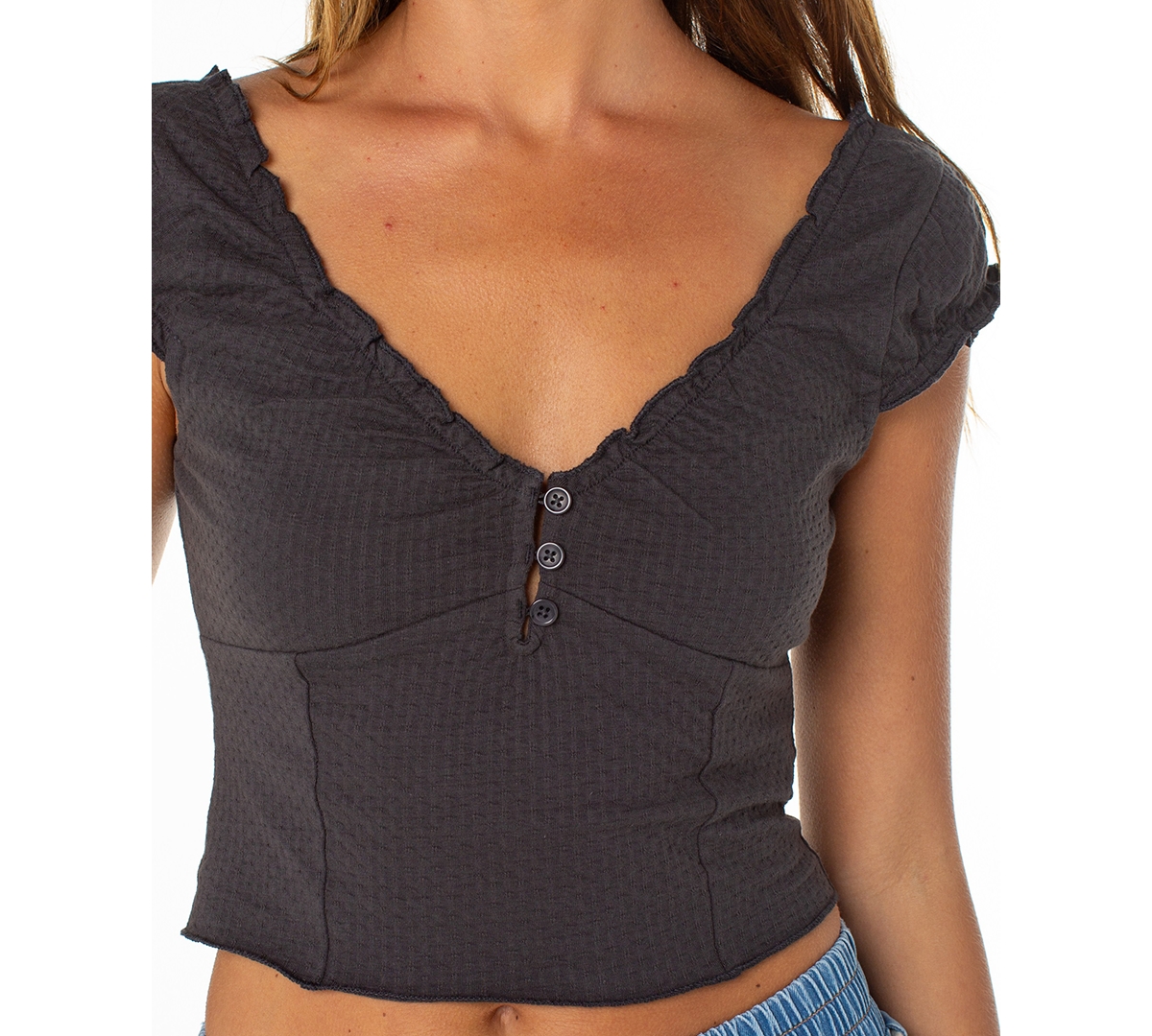 Roxy Women's Moonglow Short Sleeve Knit Top In Black