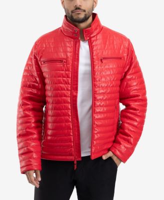 Men's PU Quilted Jacket With Faux Shearling Lining