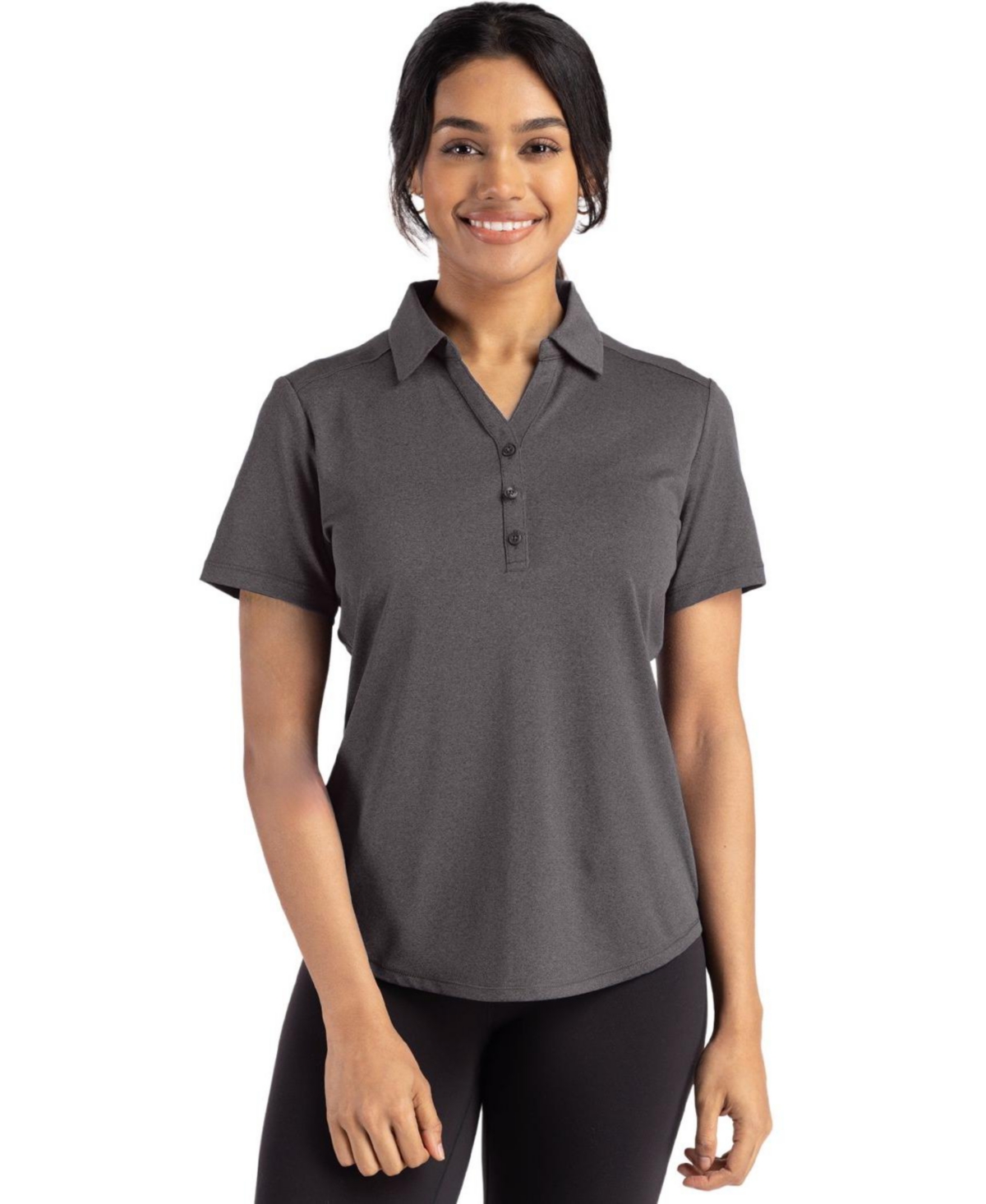 Cutter & Buck Forge Eco Stretch Recycled Womens Short Sleeve Polo In Gray