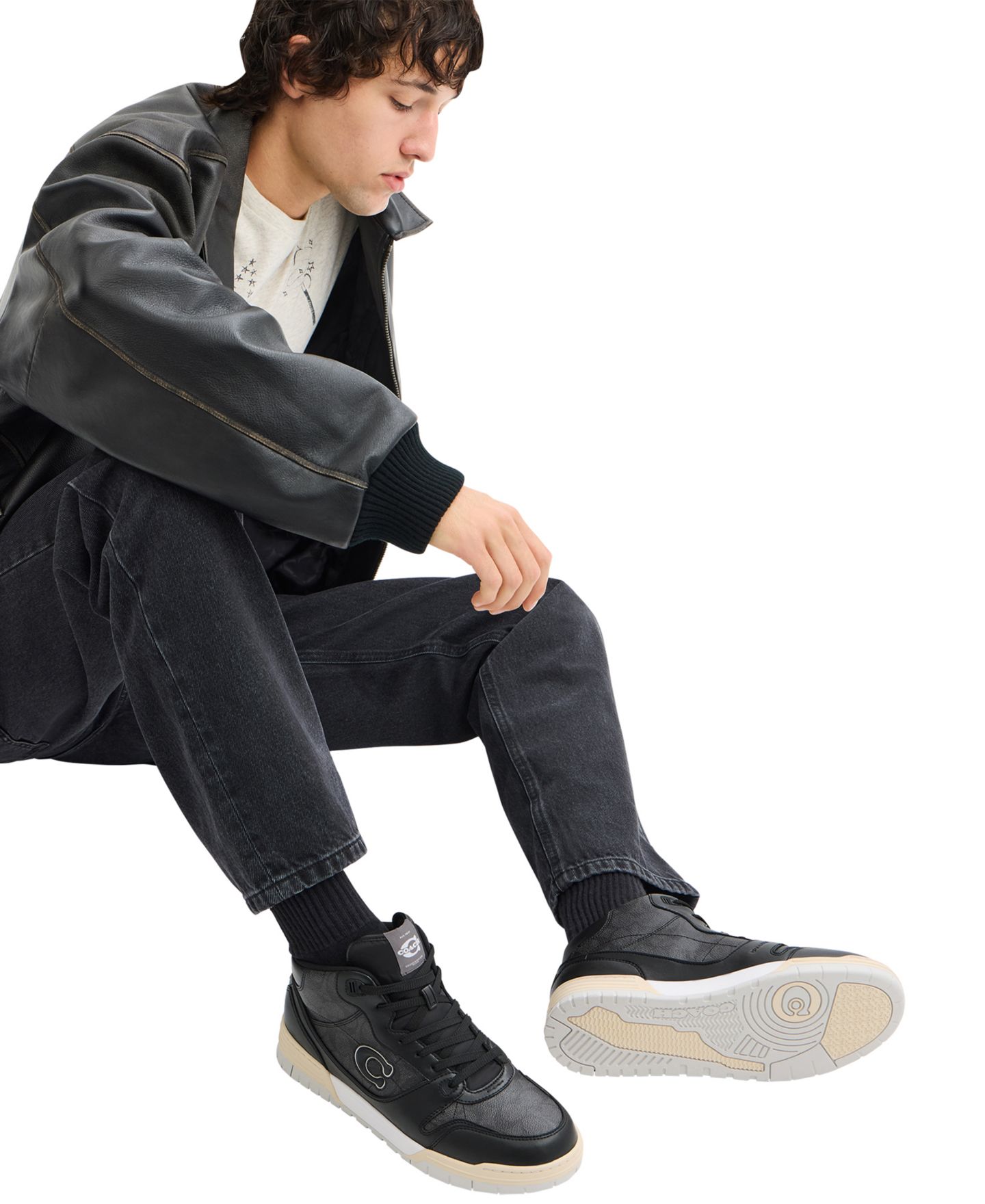 Мужские кроссовки COACH Soho Mid Top Signature, цвет: Оптический белый — фото 10