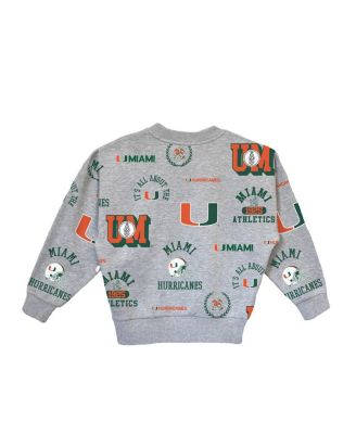 Big Girls Gray Miami Hurricanes Always on Repeat Pullover Sweatshirt
