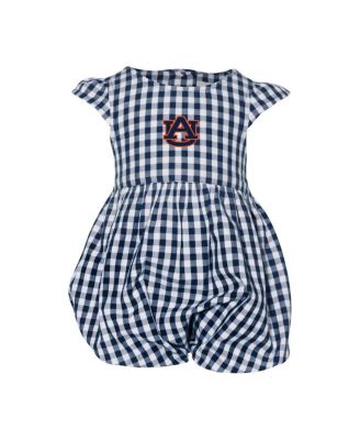 Garb - Baby Girls Navy Auburn Tigers Cara Gingham Ruffled Bodysuit