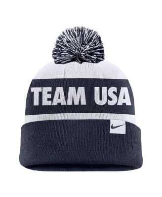 Big Boys and Girls Navy Peak Cuffed Pom with Knit Hat