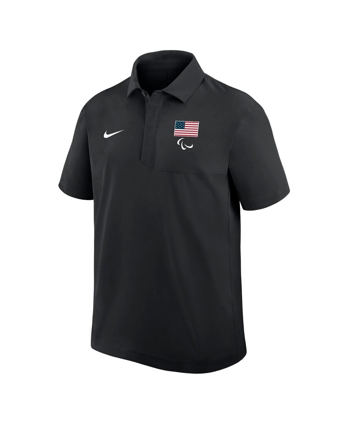 Nike Men's Black U.s. Paralympics Woven Polo Shirt In Black