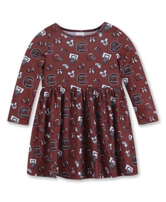 ZooZatz - Girls Toddler Garnet South Carolina Gamecocks All-Over Print Football Dress
