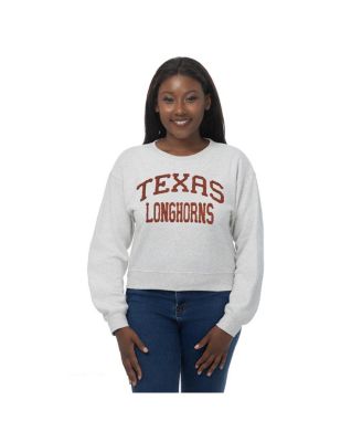 ZooZatz - Women's Oatmeal Texas Longhorns Chenille Cropped Sweatshirt