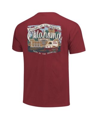 Women's Crimson Oklahoma Sooners Comfort Colors Campus Scene Drawing Script T-Shirt