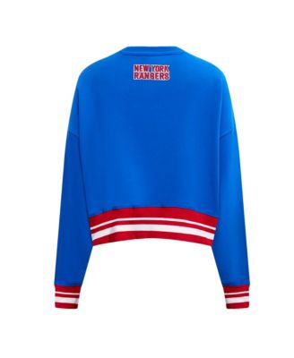 Women's Blue New York Rangers Area Code Cropped Pullover Sweatshirt