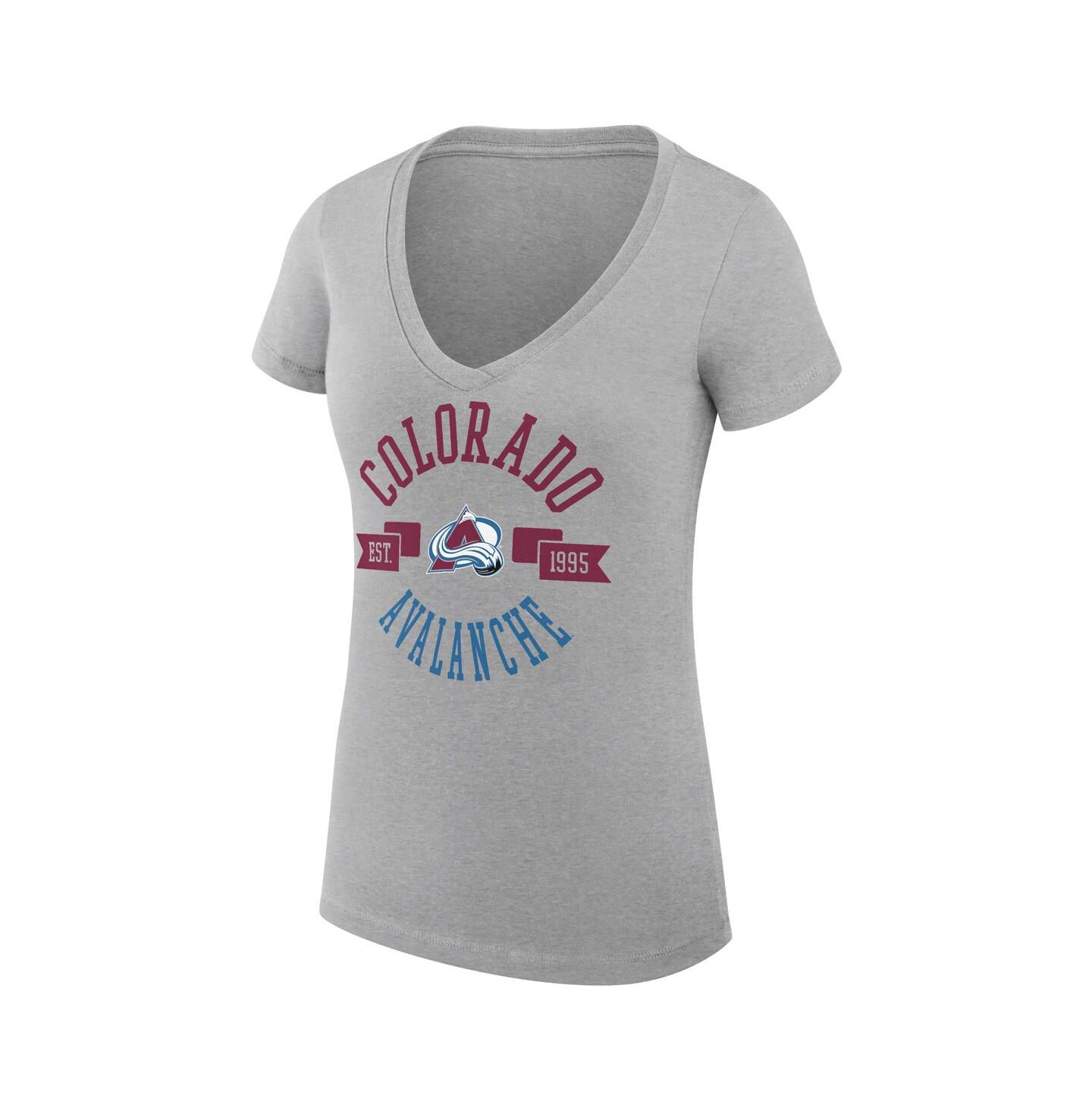 Женская футболка G-III 4Her by Carl Banks Heather Gray Colorado Avalanche Super-Slim Fit Lightweight City Graphic V-Neck — фото 2