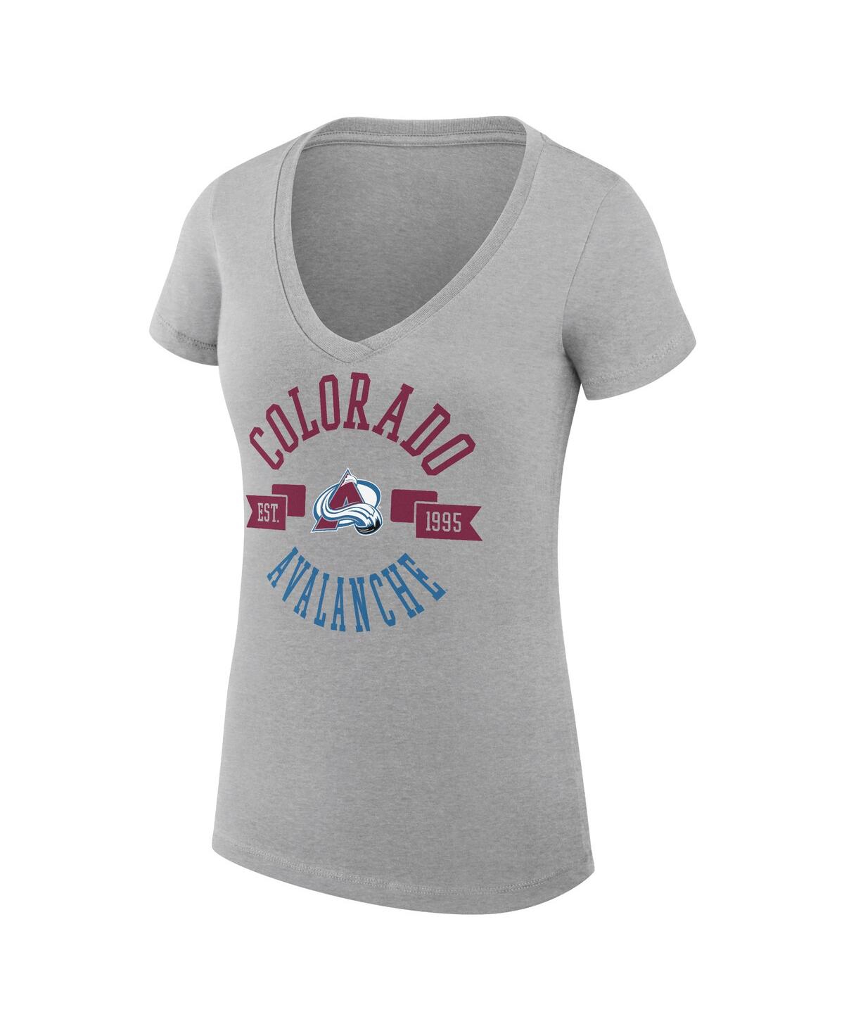 G-iii 4her By Carl Banks Women's Heather Gray Colorado Avalanche Super-slim Fit Lightweight City Graphic V-neck T-shirt In Gray