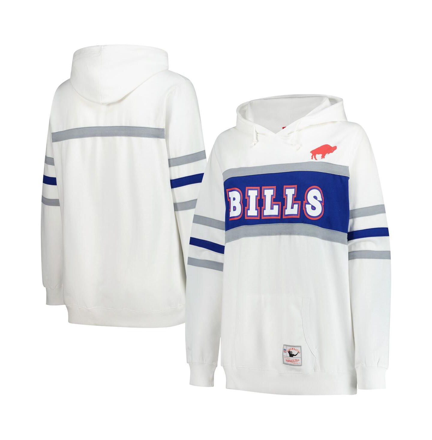 Женское худи Mitchell & Ness White Buffalo Bills Plus Size Head Coach Throwback Pullover — фото 1