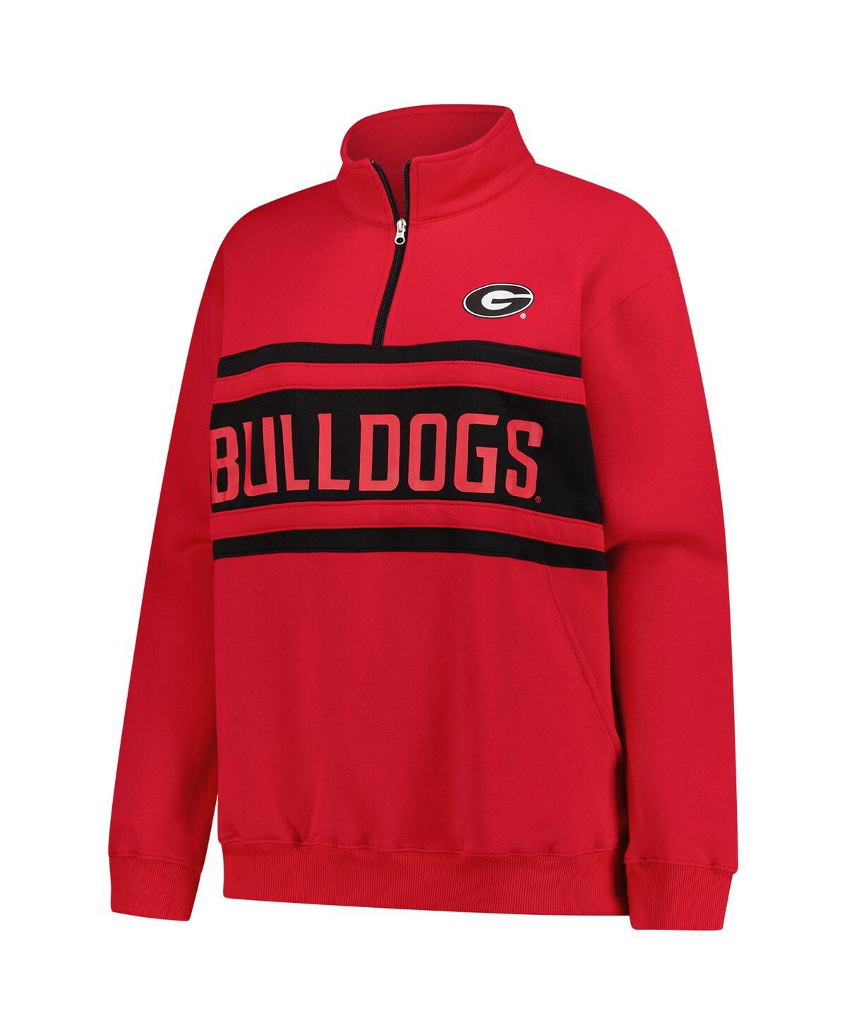 Fanatics Women's Red/black Georgia Bulldogs Plus Size Quarter-zip Pullover Hoodie In Red
