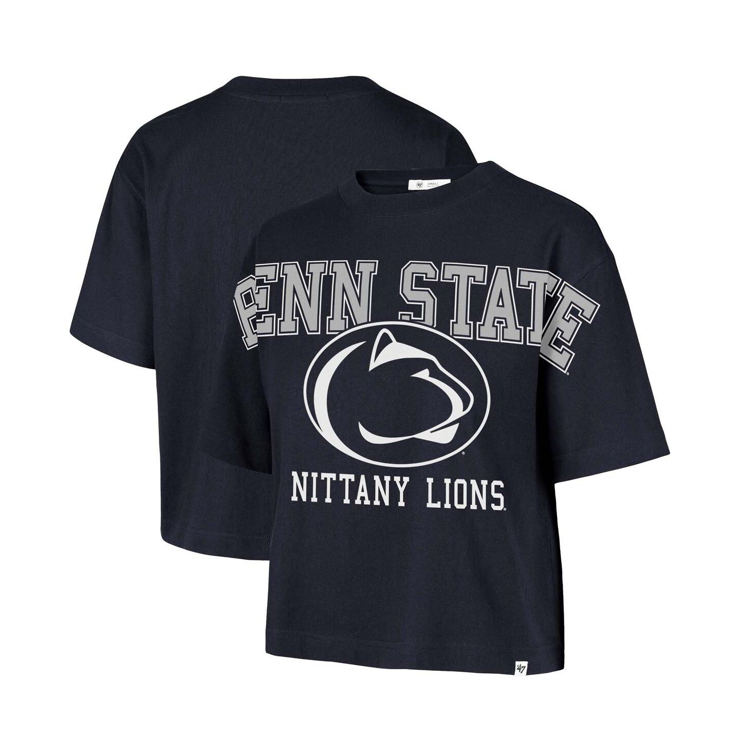 Женская футболка '47 Brand Navy Penn State Nittany Lions Outreach City Relaxed Cropped — фото 1