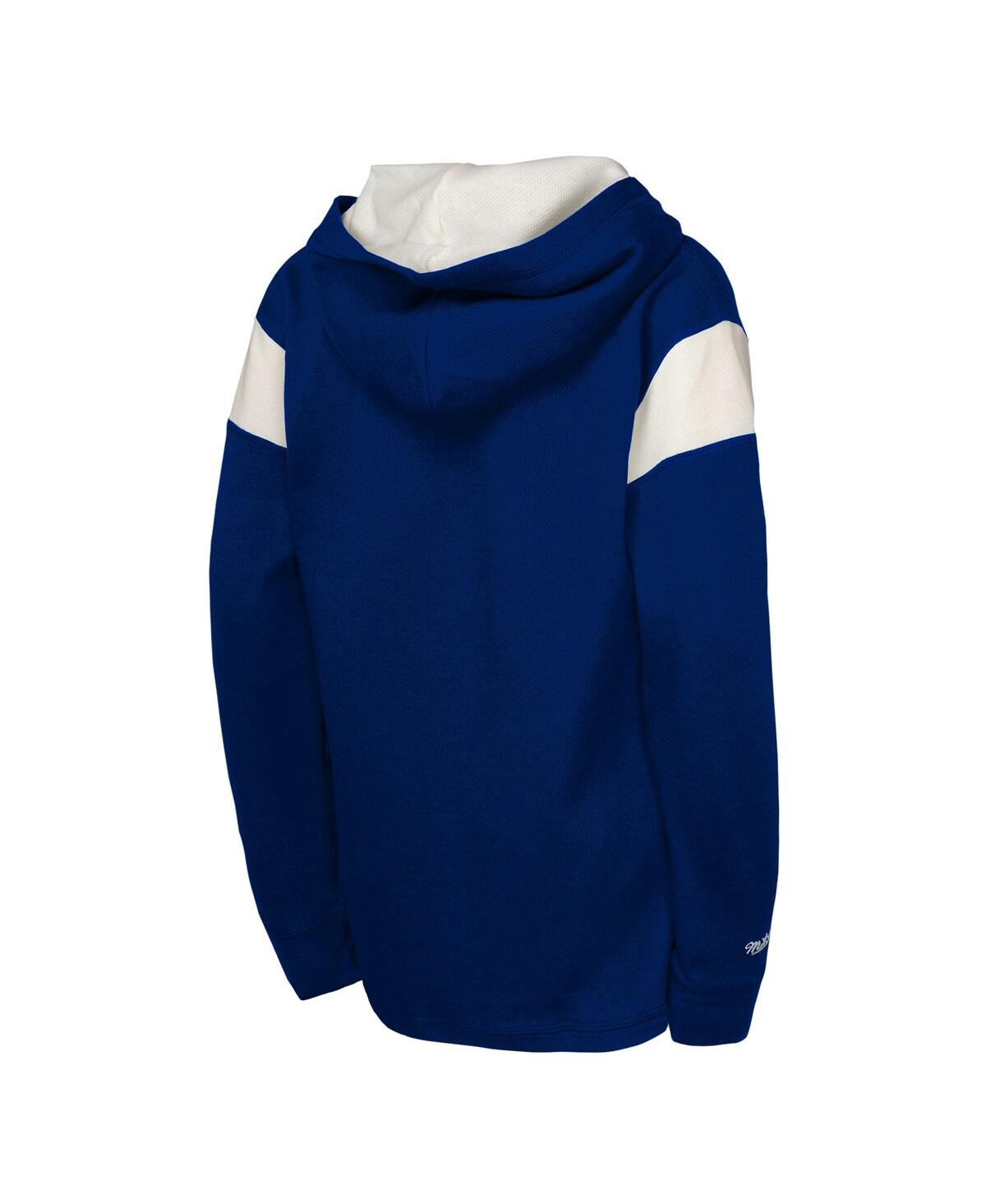 Mitchell & Ness Big Boys And Girls Navy New York Rangers Thermal Lightweight Pullover Hoodie In Animal Print