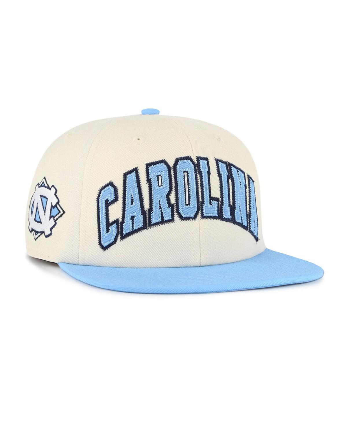 47 Brand Men's And Women's Natural North Carolina Tar Heels Crossover Off Hand Captain Adjustable Hat In White