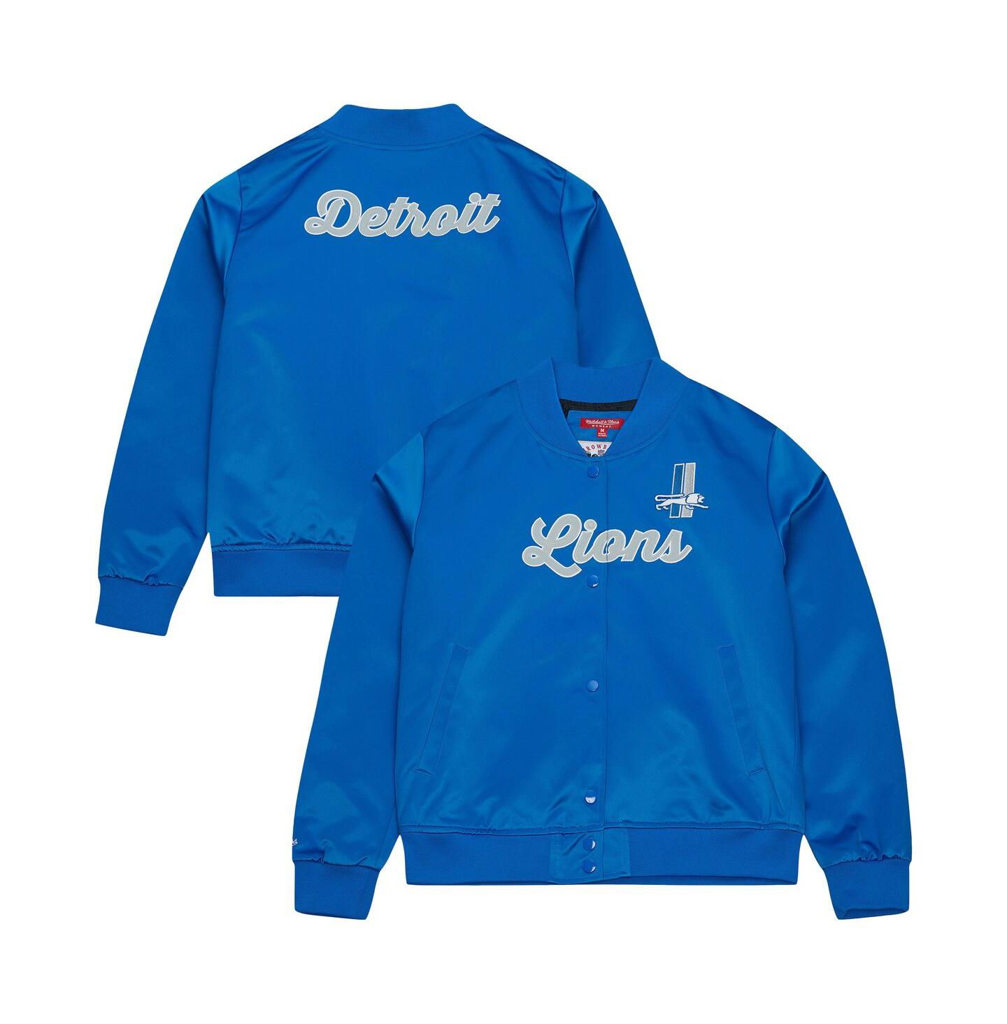 Женская куртка Mitchell & Ness Blue Detroit Lions Full-Snap Satin — фото 1