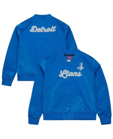 Женские куртки Mitchell & Ness Women's Blue Detroit Lions Full-Snap Satin Jacket