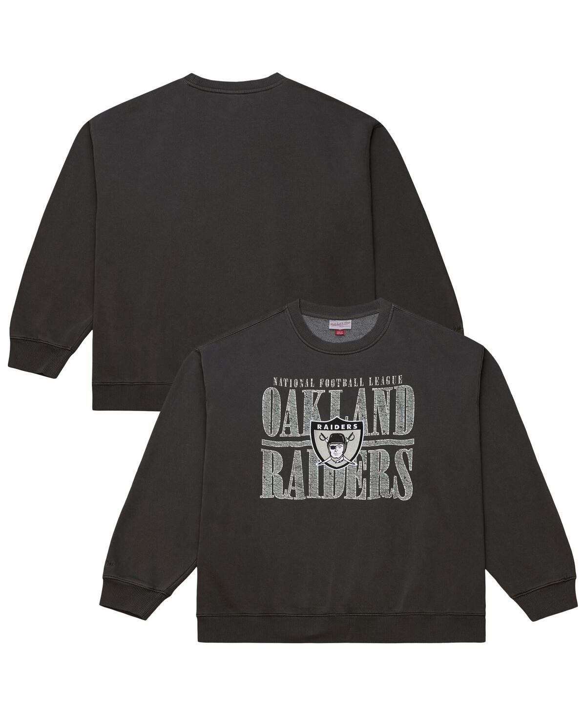 Mitchell & Ness Men's Black Oakland Raiders Downtown Crew Logo Sweatshirt In Black