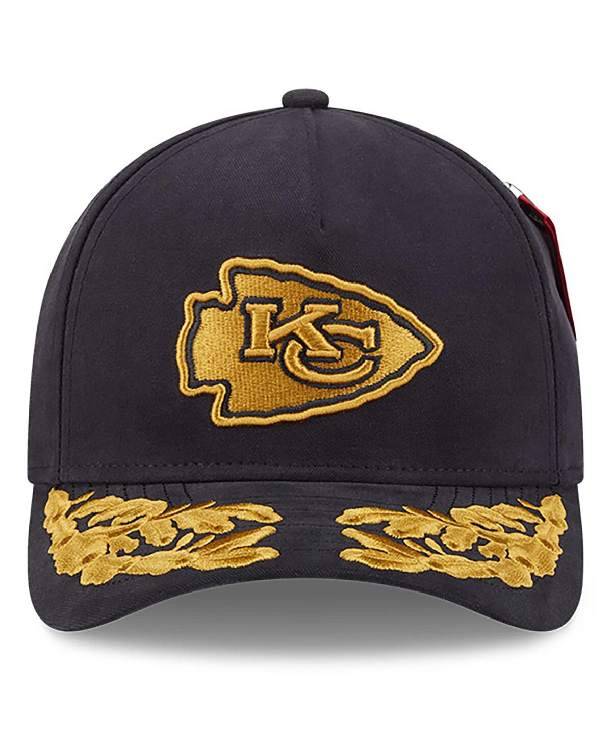 New Era X Alpha Industries Men's Black Kansas City Chiefs A-frame 9forty Adjustable Hat In Black