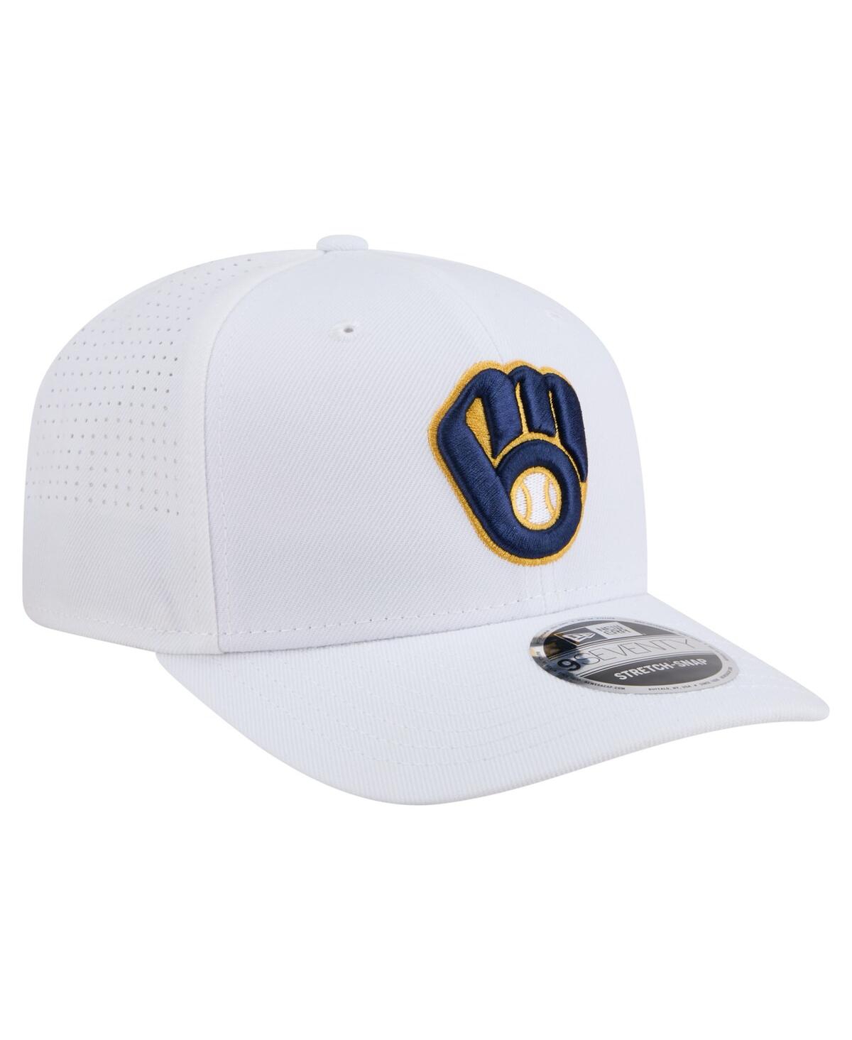 New Era Men's White Milwaukee Brewers Coolera 9SEVENTY Adjustable Hat