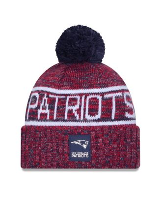 New Era - Men's Red New England Patriots 2025 Sideline Cold Weather Cuffed Knit Hat with Pom