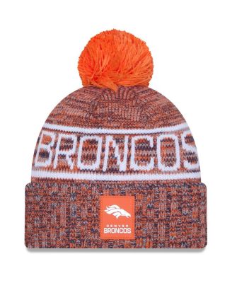 New Era - Men's Orange Denver Broncos 2025 Sideline Cold Weather Cuffed Knit Hat with Pom
