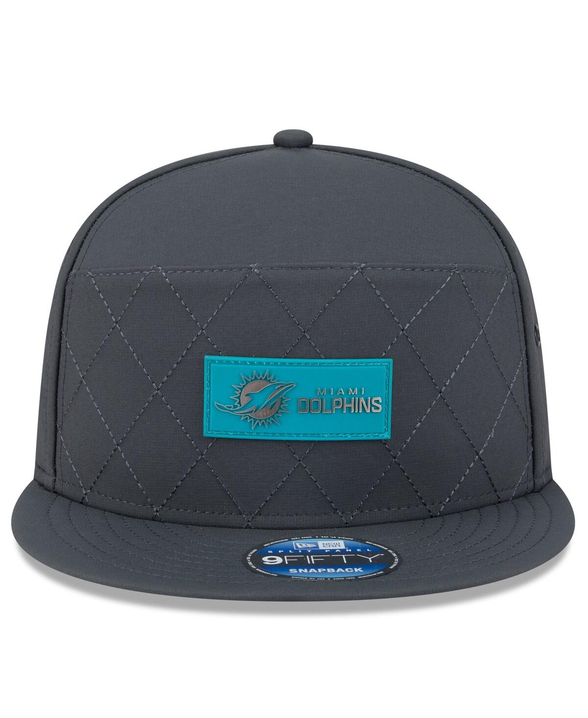 New Era Men's Charcoal Miami Dolphins 2025 Sideline Cold Weather Split Panel 9FIFTY Snapback Hat