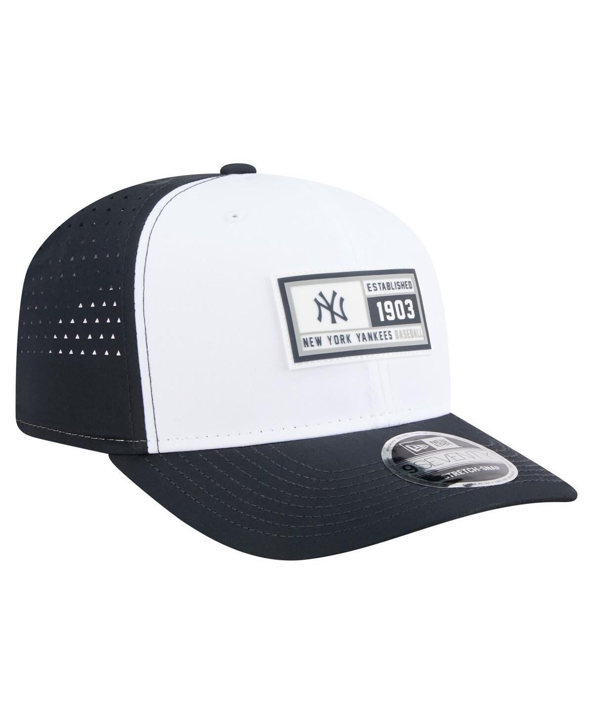 New Era Men's White/navy New York Yankees Established Patch 9seventy Adjustable Hat In Black