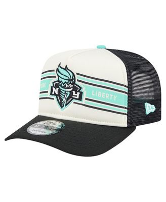 New Era - Men's and Women's White/Black New York Liberty Banner Foam Front 9FIFTY A-Frame Adjustable Trucker Hat