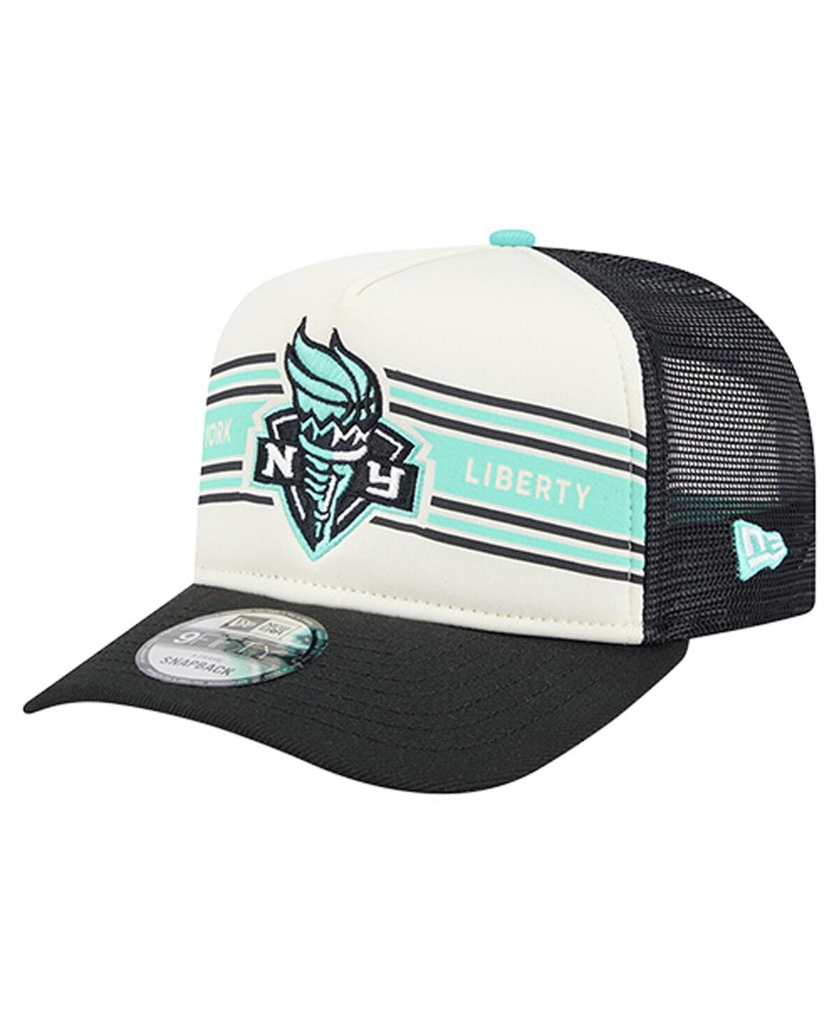 New Era Men's And Women's White/black New York Liberty Banner Foam Front 9fifty A-frame Adjustable Trucker H In White