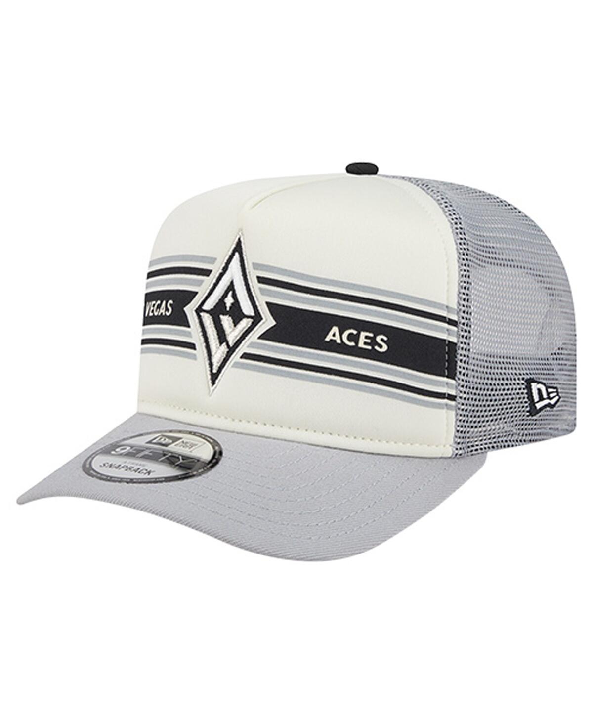 New Era Men's And Women's White/gray Las Vegas Aces Banner Foam Front 9fifty A-frame Adjustable Trucker Hat In White