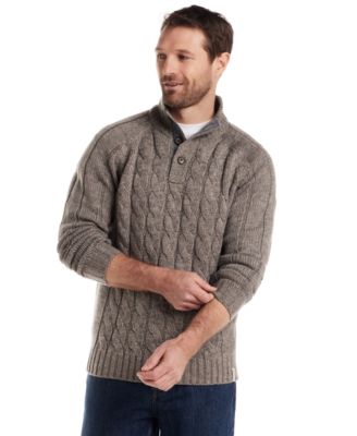Men's Cable Knit Quarter Button Long Sleeve Sweater