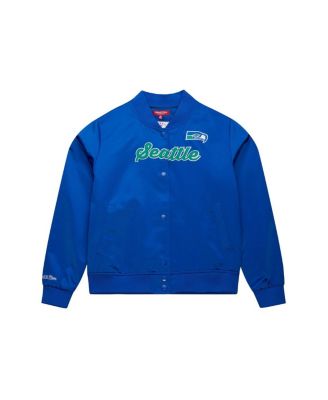 Women's Royal Seattle Seahawks Full-Snap Satin Jacket