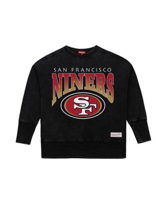 Women's Black San Francisco 49ers Delineate Mineral Wash Crewneck Sweatshirt