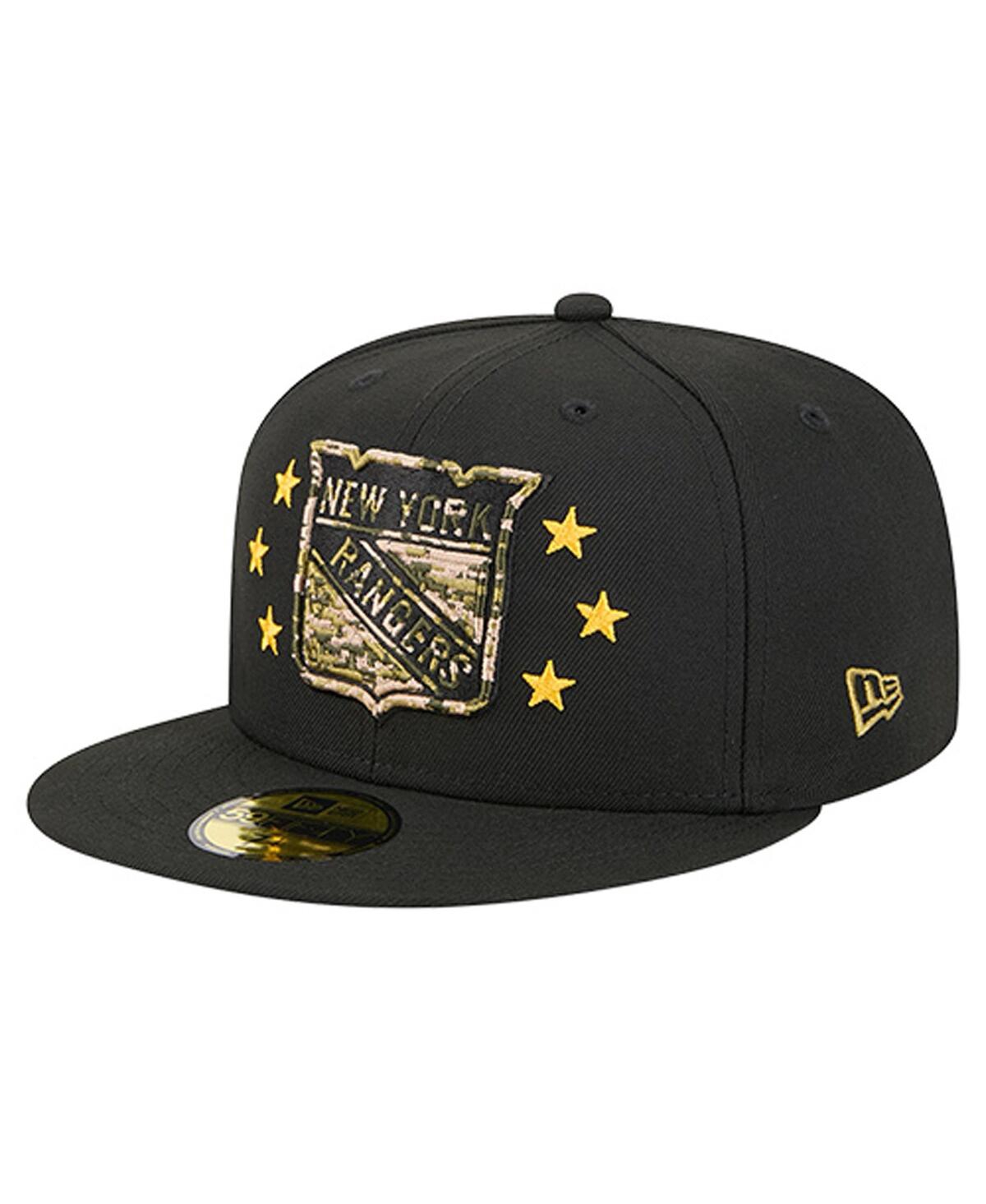 New Era Men's Black York Rangers Military Appreciation Digital Camo Stars 59FIFTY Fitted Hat