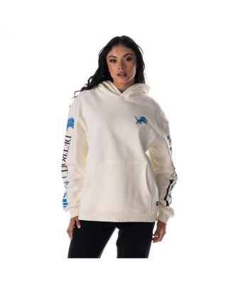 Men's and Women's Cream Detroit Lions Stacked Graphic Sleeve Fleece Hoodie