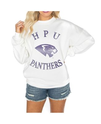 Gameday Couture - Women's White High Point Panthers Oversized Good Vibes Premium Fleece Drop Shoulder Pullover Sweatshirt
