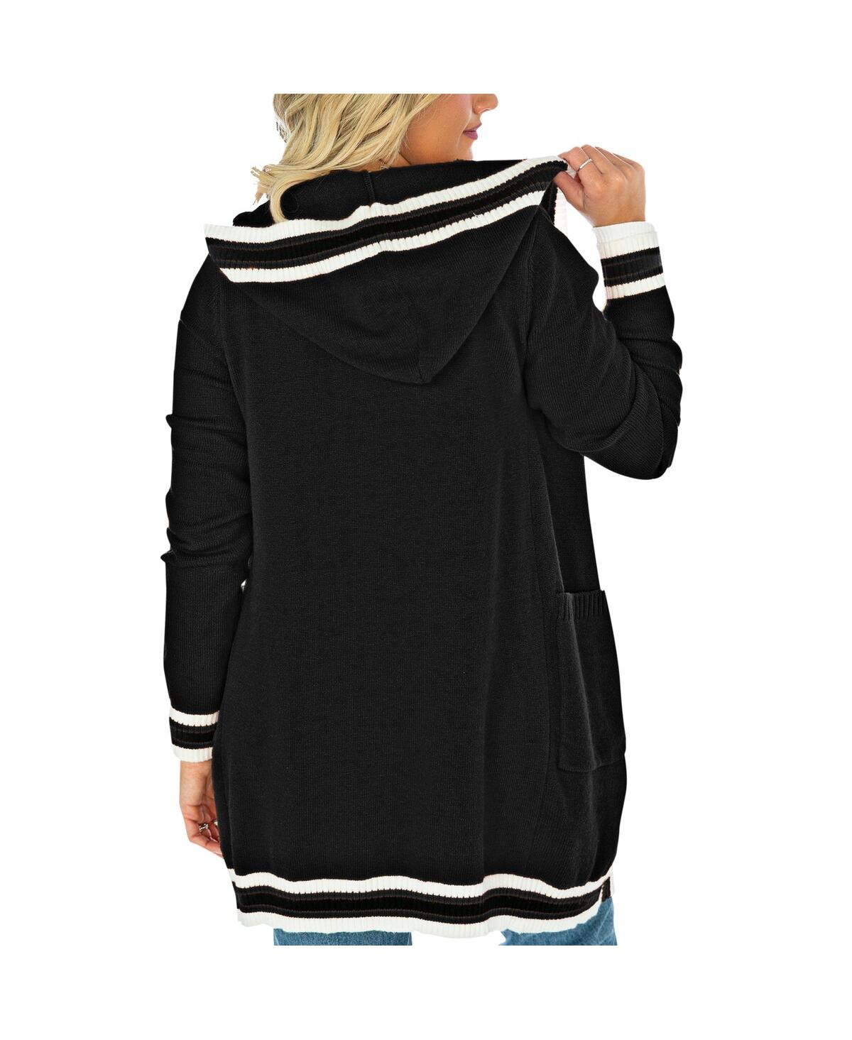 Gameday Couture Women's Black Washington Huskies Stripe Detail Tri-blend Hoodie Cardigan Sweater In Black