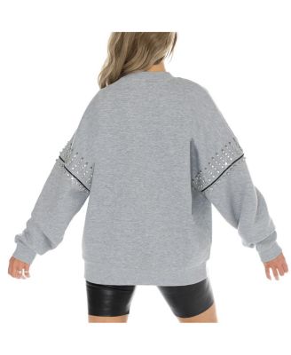 Women's Heather Gray Iowa Hawkeyes Competitive Edge Oversized Fleece Pullover Sweatshirt