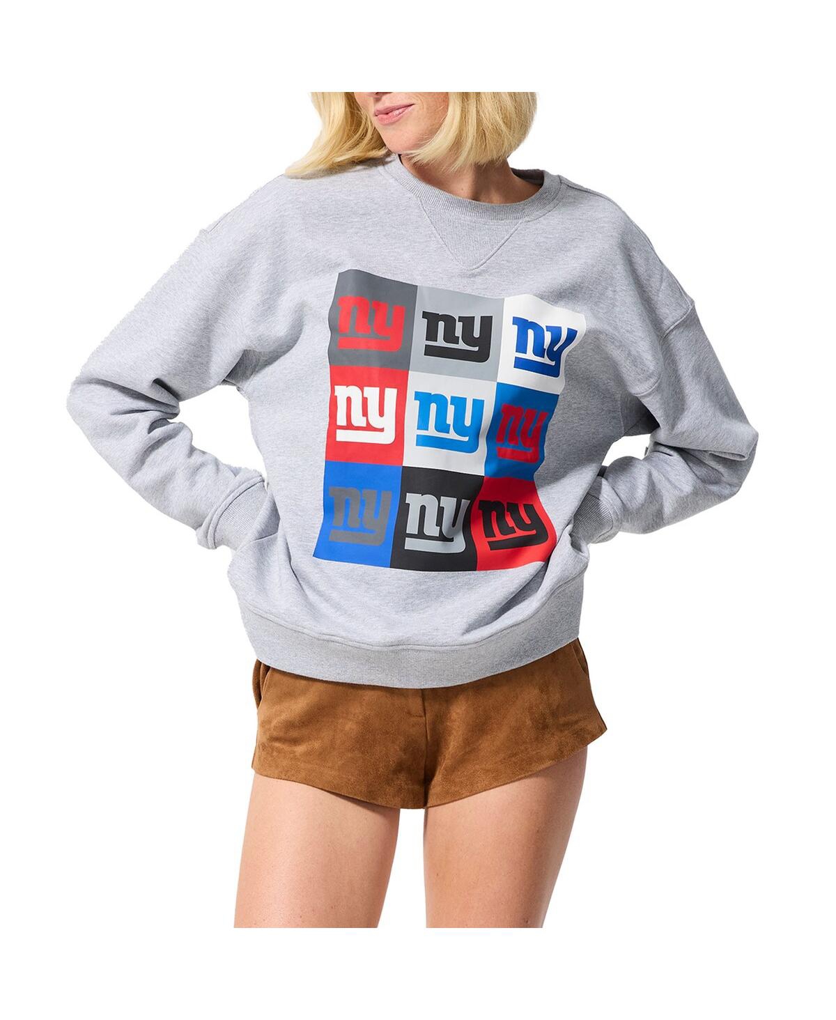 Terez Women's Gray New York Giants Technicolor Oversized Sweatshirt In Gray